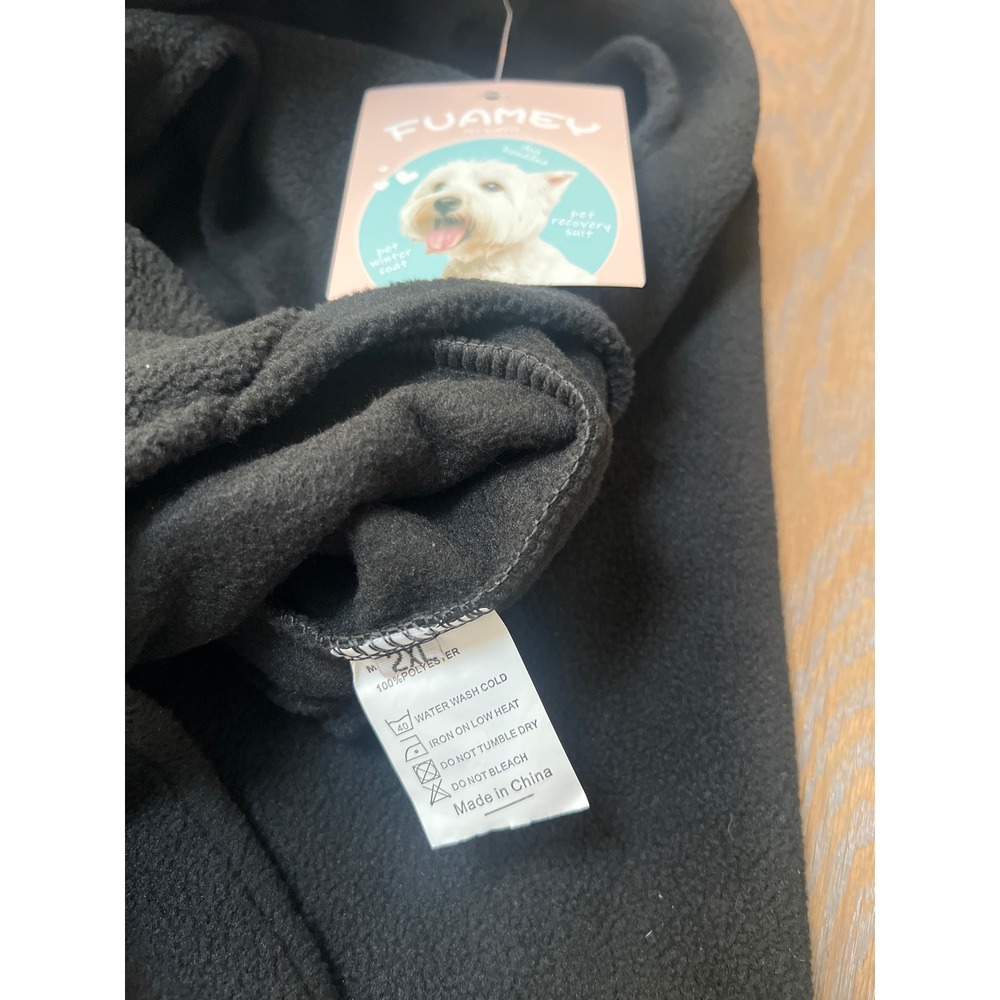 Fuamey Black Fleece Dog Coat 2xl - Picture 3 of 5